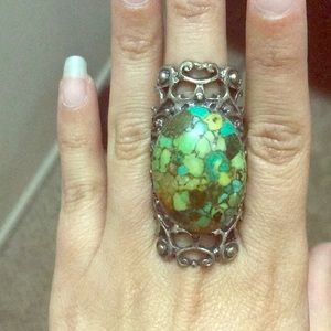 Large stone and filigree ring